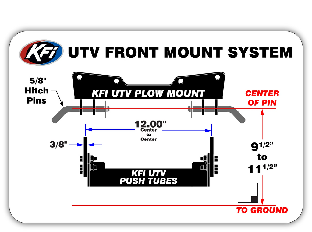 KFI UTV plow mount dimensions