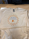 A2D Motorsports t-shirt in sand with orange and grey Stars and State Alaska logo