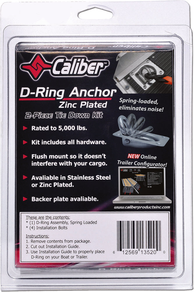 Caliber Zinc-Coated Trailer D-Ring Kit (2)